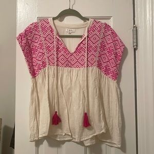 THML top with hot pink embroidery and tassels